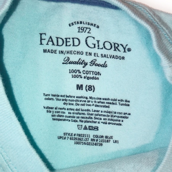 FADED GLORY SIZE 8 STRIKERS SHARK BLUE MUSCLE SHIR - Picture 3 of 4